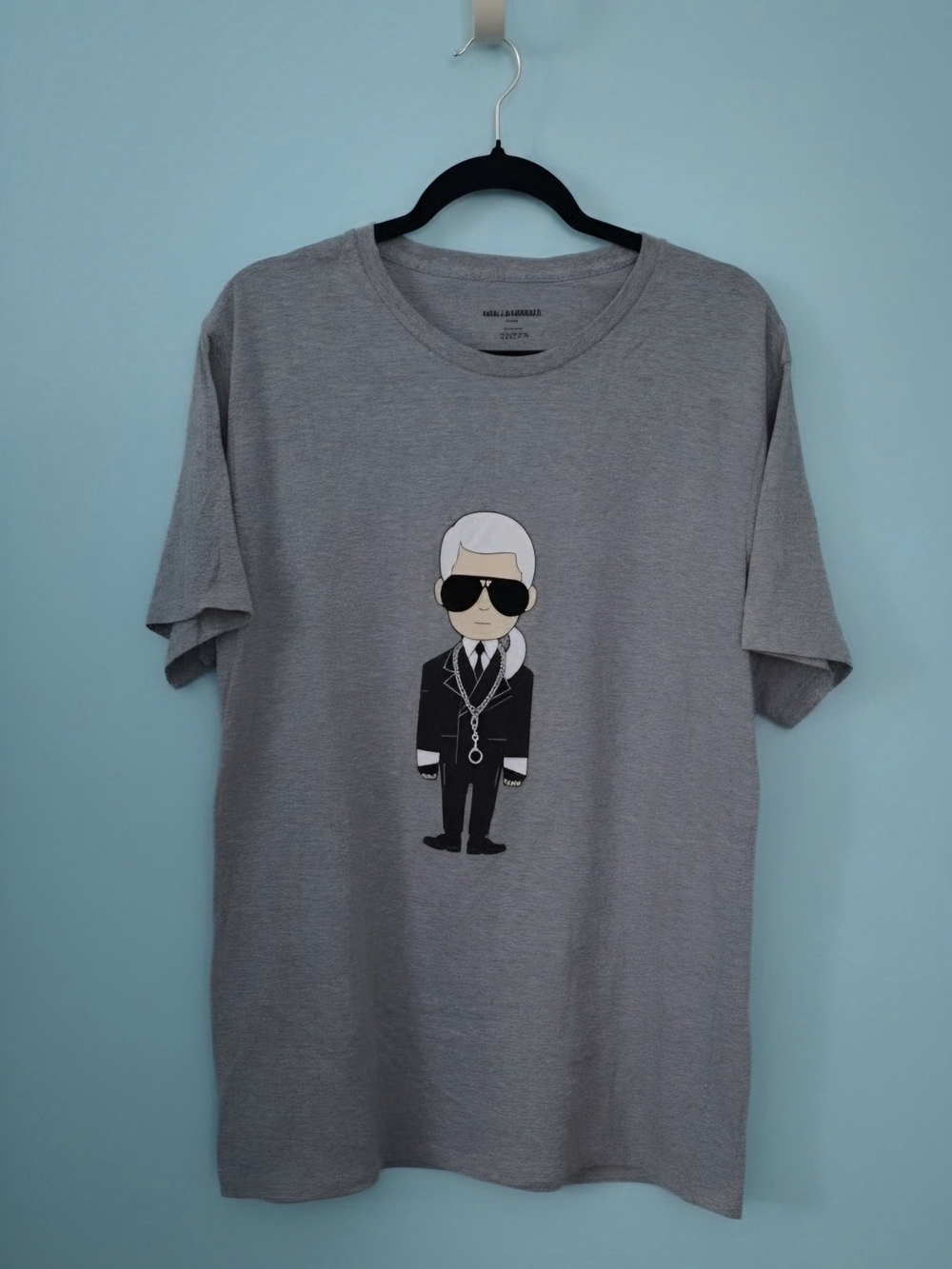Karl Lagerfeld Grey Graphic Tee with Icon Character
